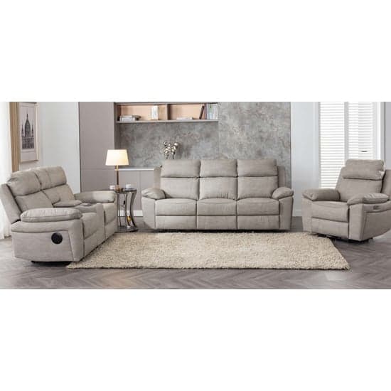 Hanford Electric Fabric Recliner 3+2 Sofa Set In Silver Grey_2