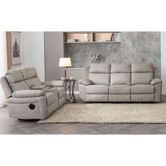 Hanford Electric Fabric Recliner 3+2 Sofa Set In Silver Grey_1