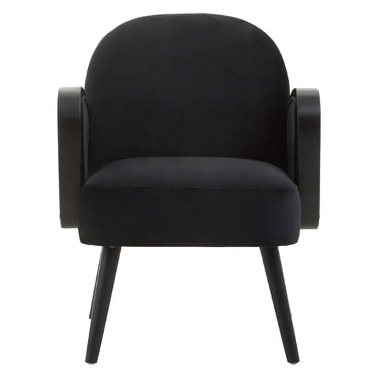 Hanford Velvet Armchair In Black With Black Wooden Legs_2