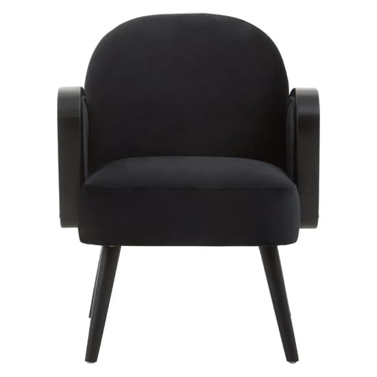 Hanford Velvet Armchair In Black With Black Wooden Legs Furniture in