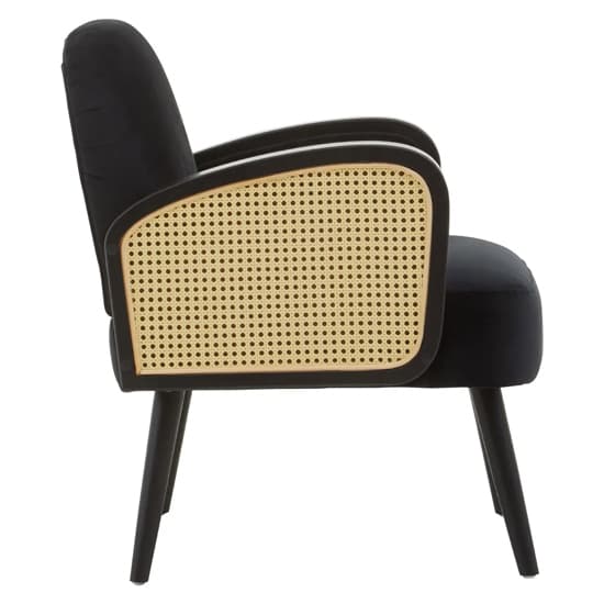 Hanford Velvet Armchair In Black With Black Wooden Legs Furniture in