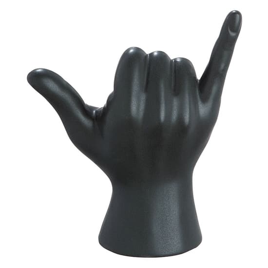 Hang Loose Ceramic Hand Design Sculpture In Black_3