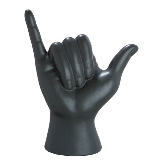Hang Loose Ceramic Hand Design Sculpture In Black_1