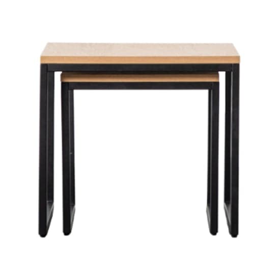 Hanley Wooden Set Of 2 Side Tables With Black Frame In Natural_2