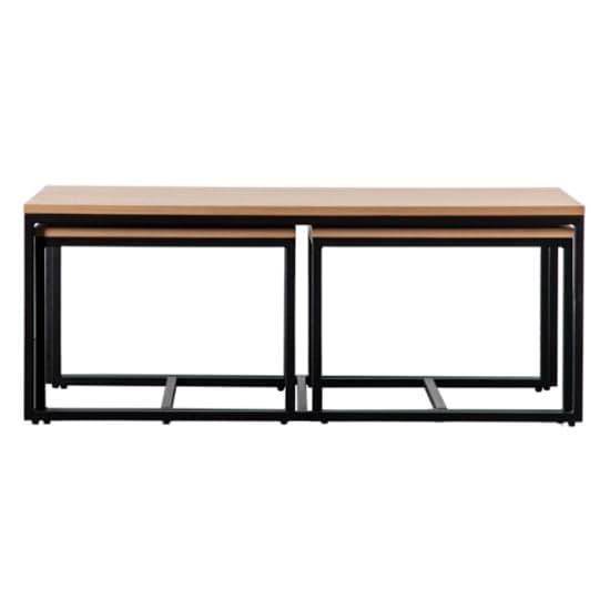 Hanley Wooden Set Of 3 Coffee Table With Black Frame In Natural_2