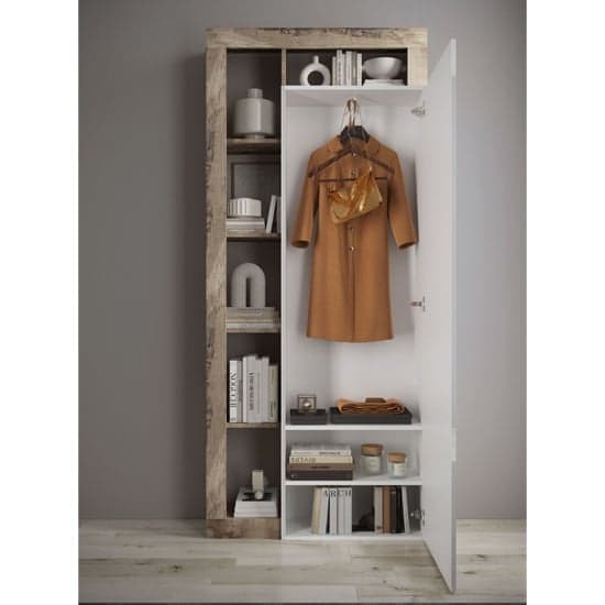 Hanmer High Gloss Coat Hanger Cabinet 2 Doors In White Pear_2
