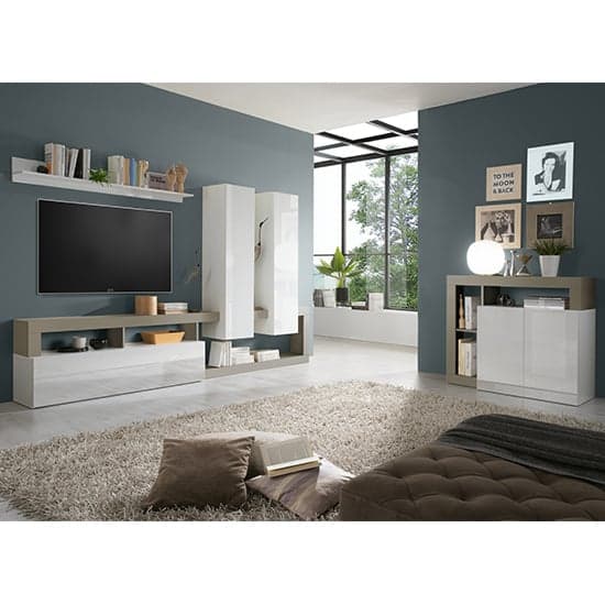 Hanmer High Gloss Living Room Furniture Set In White And Pewter_3