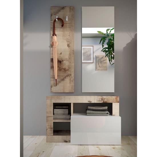 Hanmer High Gloss Hallway Furniture Set In White And Pear Furniture