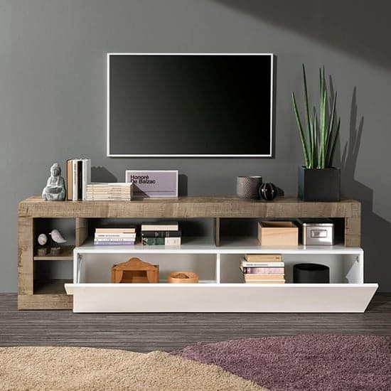 Hanmer High Gloss TV Stand With 1 Door In White And Pero_2