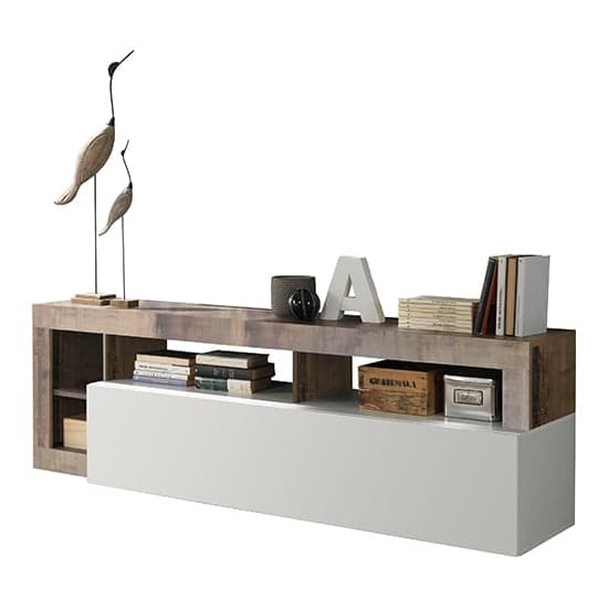 Hanmer High Gloss TV Stand With 1 Door In White And Pero_3