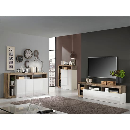 Hanmer High Gloss TV Stand With 1 Door In White And Pero_7