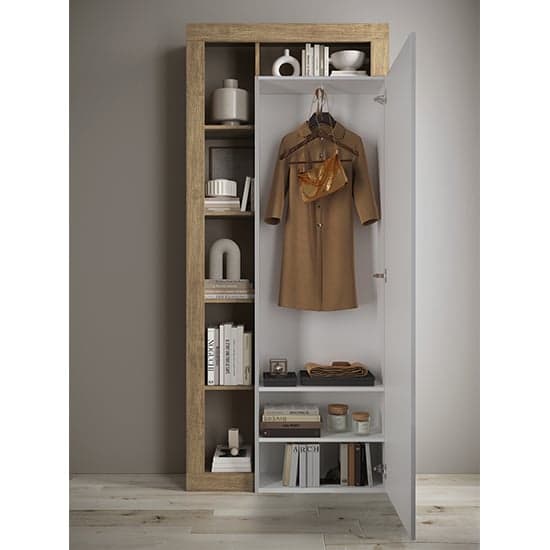 Hanmer Mirrored Wardrobe With 1 Door And Shelves In Knotty Oak_2