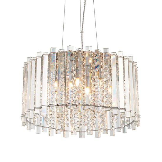 Hanna 5 Lights Clear Crystals Pendant Light In Polished Chrome_2