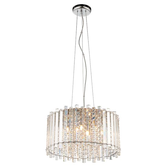 Hanna 5 Lights Clear Crystals Pendant Light In Polished Chrome_1