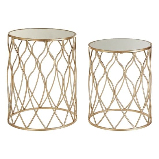 Hannah Glass Set Of 2 Side Tables With Curved Champagne Frame_2