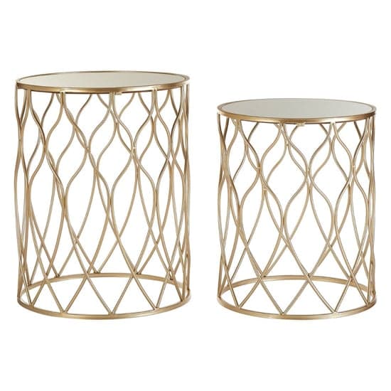 Hannah Glass Set Of 2 Side Tables With Curved Champagne Frame_1