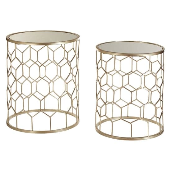 Hannah Mirrored Glass Set Of 2 Side Tables With Champagne Frame_2