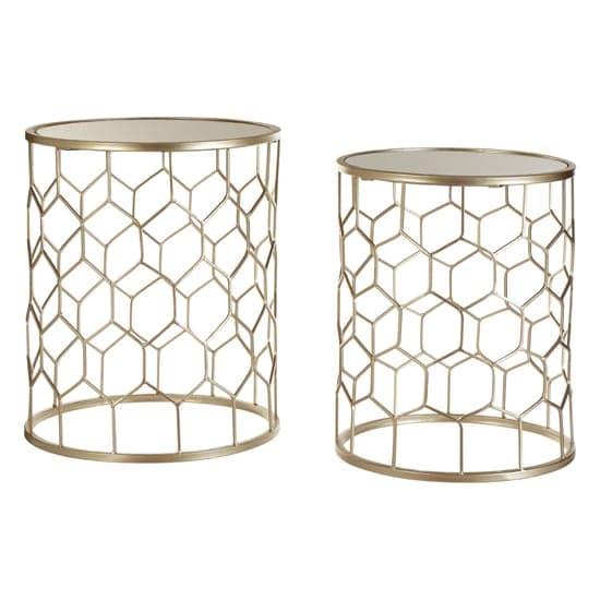 Hannah Mirrored Glass Set Of 2 Side Tables With Champagne Frame_1