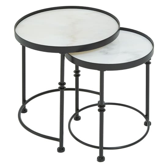 Hannah Round Marble Set Of 2 Side Tables With Black Frame_2