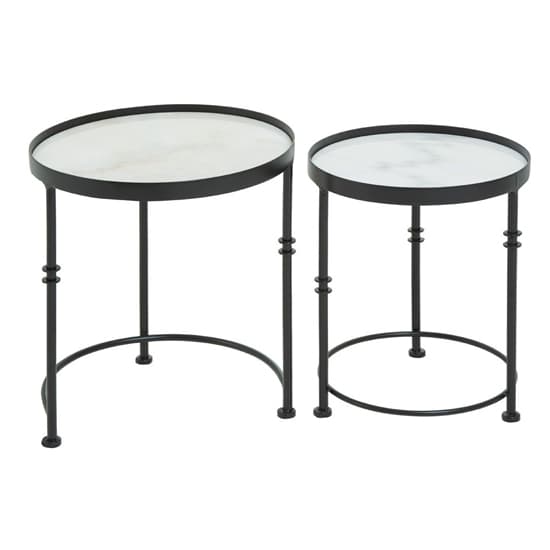 Hannah Round Marble Set Of 2 Side Tables With Black Frame_3