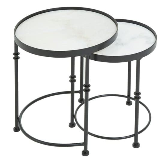 Hannah Round Marble Set Of 2 Side Tables With Black Frame_4