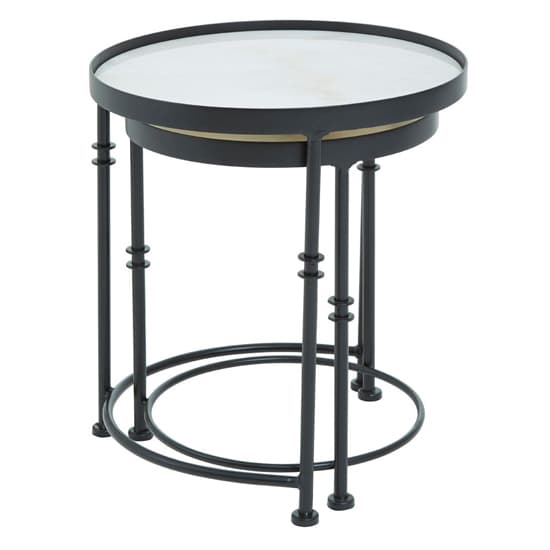 Hannah Round Marble Set Of 2 Side Tables With Black Frame_5