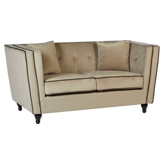 Hannah Upholstered Velvet 2 Seater Sofa In Mink