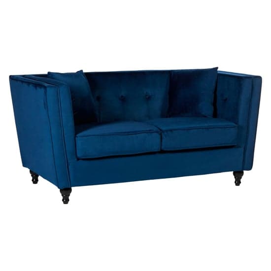 Hannah Upholstered Velvet 2 Seater Sofa In Navy Blue