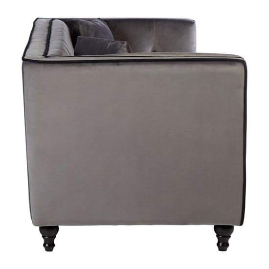 Hannah Upholstered Velvet 3 Seater Sofa In Grey_3