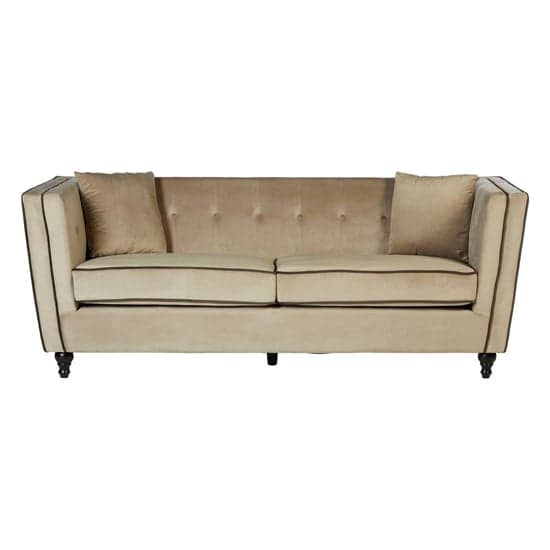 Hannah Upholstered Velvet 3 Seater Sofa In Mink_2