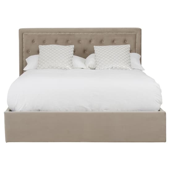 Hannata Velvet Storage Ottoman King Size Bed In Mink Furniture in Fashion