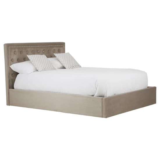 Hannata Velvet Storage Ottoman King Size Bed In Mink Furniture in Fashion