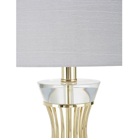 Hannes White Fabric Shade Table Lamp With Gold Wireframe Base_2