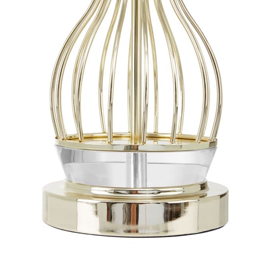 Hannes White Fabric Shade Table Lamp With Gold Wireframe Base_3