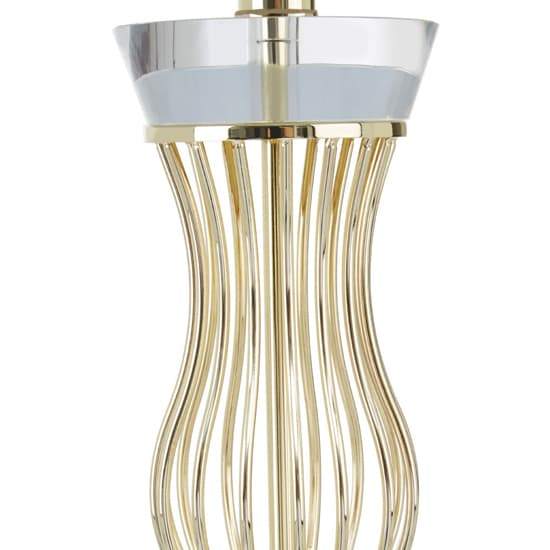 Hannes White Fabric Shade Table Lamp With Gold Wireframe Base_4