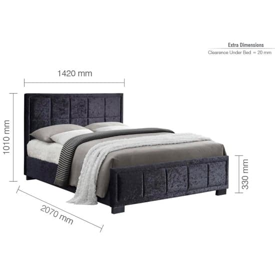 Hanover Fabric Double Bed In Black Crushed Velvet_5