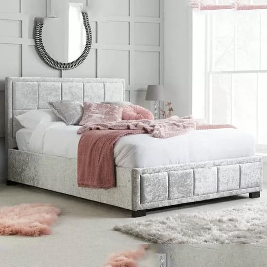 Hanover Fabric Double Bed In Steel Crushed Velvet_1