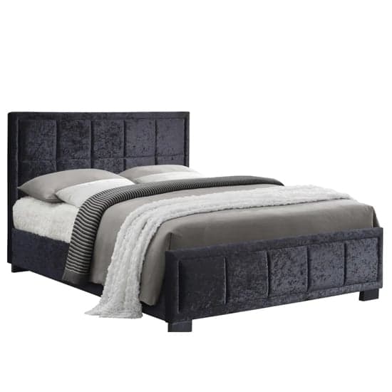 Hanover Fabric King Size Bed In Black Crushed Velvet_2