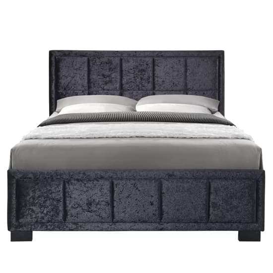 Hanover Fabric King Size Bed In Black Crushed Velvet_4