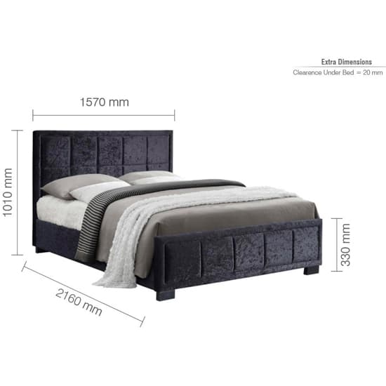 Hanover Fabric King Size Bed In Black Crushed Velvet_5