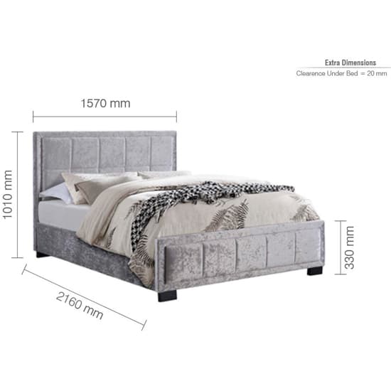 Hanover Fabric King Size Bed In Steel Crushed Velvet_5