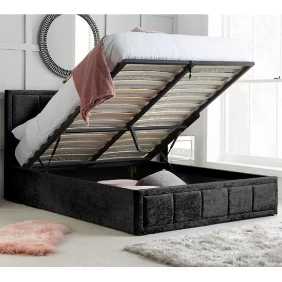 Hanover Fabric Ottoman Double Bed In Black Crushed Velvet_2