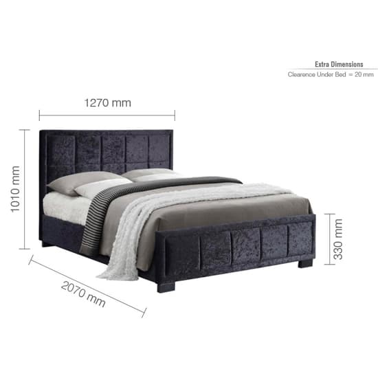 Hanover Fabric Small Double Bed In Black Crushed Velvet_5