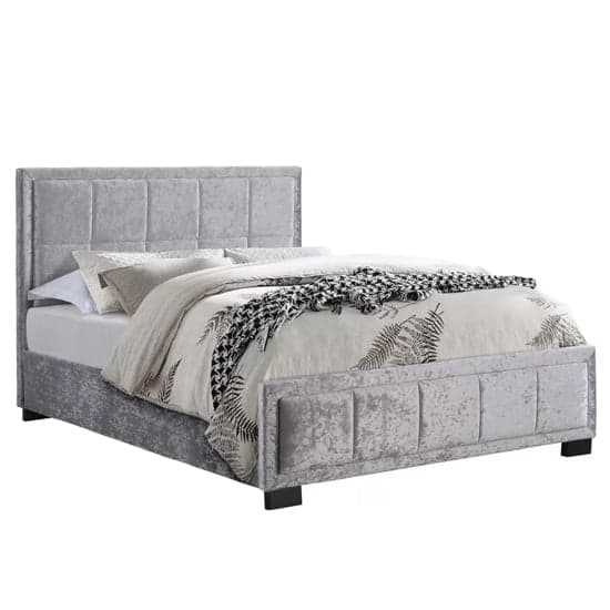 Hanover Fabric Small Double Bed In Steel Crushed Velvet_2