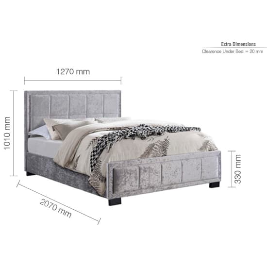 Hanover Fabric Small Double Bed In Steel Crushed Velvet_5