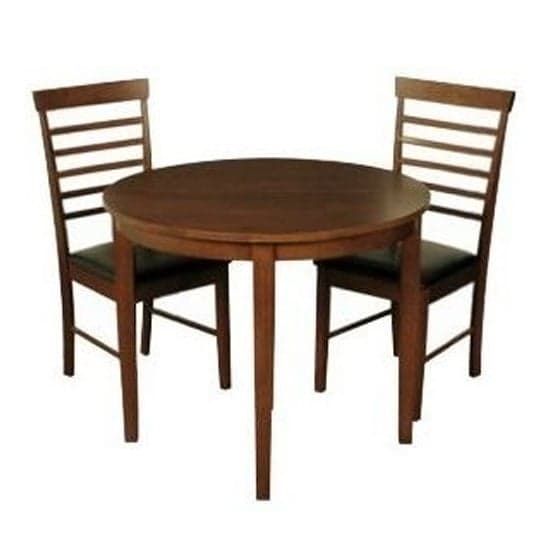 Hanover Round Half Moon Dining Table In Dark Oak With 2 Chairs_1