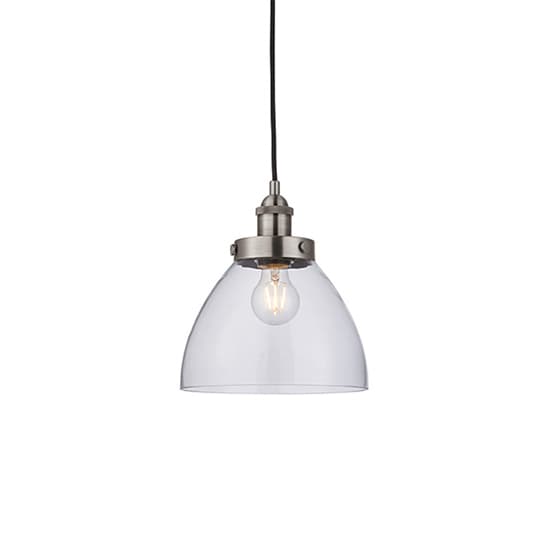 Hansen 1 Light Clear Glass Shade Pendant Light In Brushed Silver_2
