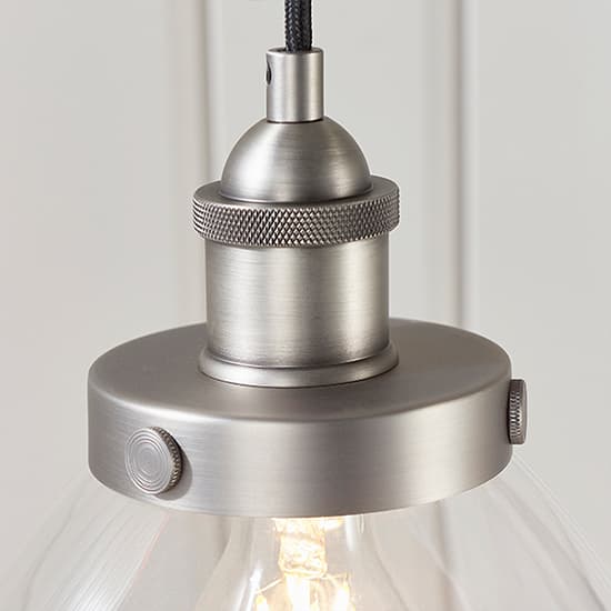 Hansen 1 Light Clear Glass Shade Pendant Light In Brushed Silver_5