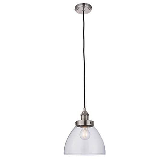 Hansen 1 Light Clear Glass Shade Pendant Light In Brushed Silver_1