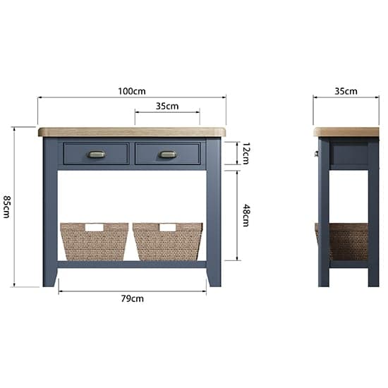 Hants Wooden 2 Drawers Console Table In Blue_6